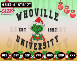 christmas embroidery designs, whoville university embroidery, merry xmas embroidery designs, est 1957 embroidery files