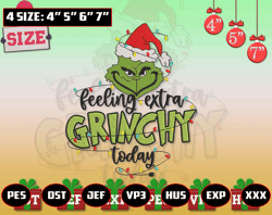 feeling extra today 1957 embroidery design, christmas 2023 embroidery machine design, green monster christmas embroidery design for shirt, happy chirstmas embroidery file