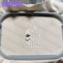 i’m nicer than my face looks embroidery deisgn, halloween movie embroidery file, horror characters embroidery design