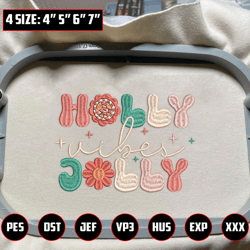 retro christmas embroidery designs, holly jolly vibes designs , merry christmas embroidery, winter embroidery files