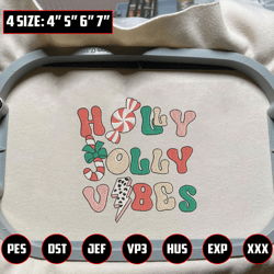 retro christmas embroidery designs, holly jolly vibes designs , merry christmas embroidery, winter embroidery files