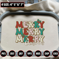 retro christmas season embroidery machine design, merry christmas 2023 embroidery design, happy xmas text embroidery design