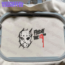 the crystal lake killer embroidery design, the killer friday 13th horror movie killers embroidery file