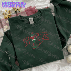 nike x grinch embroidered sweatshirts, christmas embroidered sweatshirts, swoosh embroidered shirts, embroidery file