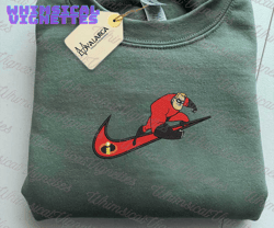 nike x mr. incredible cartoon embroidered sweatshirt, brand cartoon embroidered sweatshirt, custom cartoon embroidered crewneck, lovely cartoon character embroidered