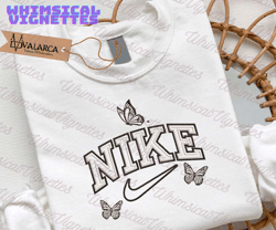 white butterfly nike brand embroidered sweatshirt, brand embroidered crewneck, custom brand embroidered sweatshirt, best-selling brand embroidered sweatshirt, brand sweatshirt