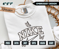 white butterfly nike brand embroidered sweatshirt, brand embroidered crewneck, custom brand embroidered sweatshirt, best-selling brand embroidered sweatshirt, brand sweatshirt