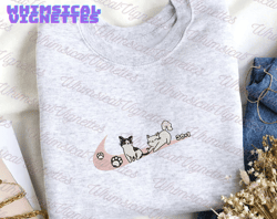 cats embroidered crewneck sweatshirt embroidered - hoodie embroidered, embroidery machine design, embroidery design