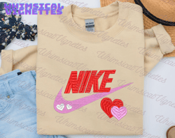 nike heart embroidered sweatshirt, matching couple embroidered sweatshirt, embroidered couple crewneck, custom embroidered hoodie