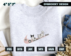 cats embroidered crewneck sweatshirt embroidered - hoodie embroidered, instant download, embroidery designs