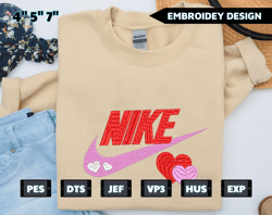 nike heart embroidered sweatshirt, matching couple embroidered sweatshirt, embroidered couple crewneck, custom embroidered hoodie