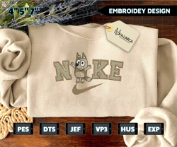 nike x bluey dog embroidered sweatshirt, inspired brand embroidered sweatshirt, brand embroidered hoodie, inspired brand embroidered crewneck, brand embroidered gift
