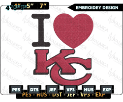 i love kansas city embroidery design, nfl kansas city chiefs football logo embroidery design, famous football team embroidery design, football embroidery design, pes, dst, jef, files