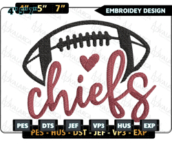 chiefs football logo embroidery design, nfl kansas city chiefs football logo embroidery design, famous football team embroidery design, football embroidery design, pes, dst, jef, files