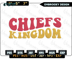 chiefs kingdom logo embroidery design, nfl kansas city chief football logo embroidery design, famous football team embroidery design, football embroidery design, pes, dst, jef, files