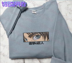 eren yeager attack on titan anime embroidered sweatshirt, anime custom embroidered sweatshirt, custom anime embroidered sweatshirt, anime custom embroidered crewneck, best-selling custom embroidered sweatshirt