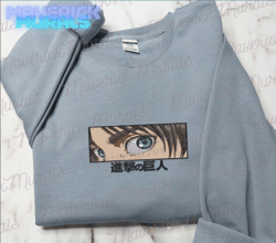 eren yeager attack on titan anime embroidered sweatshirt, anime custom embroidered sweatshirt, custom anime embroidered sweatshirt, anime custom embroidered crewneck, best-selling custom embroidered sweatshirt