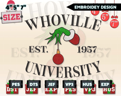 christmas embroidery designs, whoville university embroidery, merry xmas embroidery designs, est 1957 embroidery files