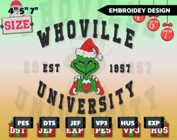 christmas embroidery designs, whoville university embroidery, merry xmas embroidery designs, est 1957 embroidery files