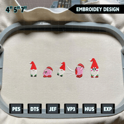 kirby x gnome embroidery designs, christmas embroidery designs, christmas 2022 embroidery files, xmas embroidery designs