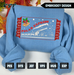 merry xmas 2023 embroidery machine design, christmas train embroidery machine design, the polar express embroidery file