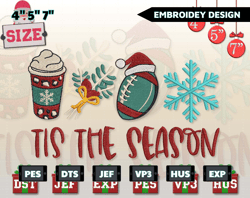 tis the season embroidery designs, christmas embroidery designs, christmas latte embroidery, hand drawn embroidery designs