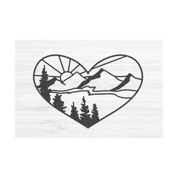 nature heart svg | adventure svg | sunrise svg | pine trees svg | nature svg | mountains svg | wilderness svg | landscap