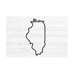 Illinois Outline Svg. Illinois Cursive Vector File. Illinois Design. Illinois State Digital File. Illinois State Svg. Il