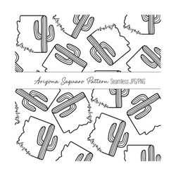 Arizona Seamless Pattern. Scrapbook digital paper png. Arizona Cursive PNG. Arizona pattern jpg. Saguaro jpg. Arizona St