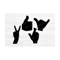 hand silhouettes svg | thumbs up hand svg | peace sign svg | hang loose svg | crossed fingers svg | hand silhouettes | s