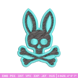 bunny skull logo embroidery design, bunny skull embroidery, logo design, logo shirt, embroidery shirt, instant download