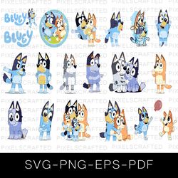 bluey svg bundle, bluey cutfile, cartoon dog clipart