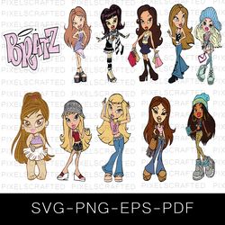 bratz svg bundle, bratz cutfile, fashion doll clipart