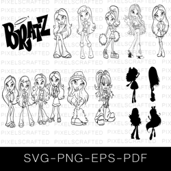 bratz svg bundle, bratz cutfile, fashion doll clipart