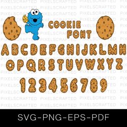 cookie monster font svg bundle, sesame street cutfile, cookie monster clipart, cookie monster alphabet