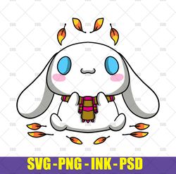 cinnamoroll enjoying fall leaves svg,cinnamoroll enjoying fall leaves png,cinnamoroll enjoying fall leaves ink svg psd