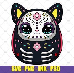 day of the dead cat  squishmallow svg,day of the dead cat  squishmallows png,day of the dead cat  squishmallo ink