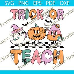 retro cute spooky trick or teach svg graphic design file