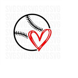 baseball with heart svg, baseball love svg, baseball season svg, baseball mom svg, heart svg, baseball svg, png, dxf
