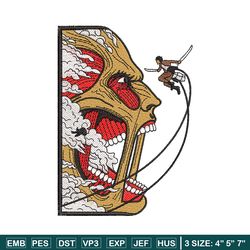 eren vs titan embroidery design, aot embroidery, anime design, embroidery shirt, embroidery file, digital download