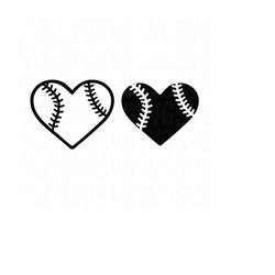 baseball heart, 2 color baseball heart, svg, baseball love, baseball mom, mom svg,png,dxf, silhouette svg, cricut svg, d