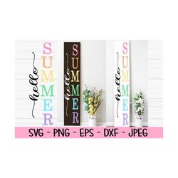 hello summer porch sign svg, summer svg, dxf, png, eps, jpeg, cut file, cricut, silhouette, print, instant download