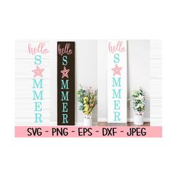 hello summer porch sign svg, summer svg, starfish svg, dxf, png, eps, jpeg, cut file, cricut, silhouette, print, instant