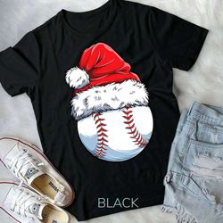 christmas baseball ball santa hat funny sport xmas boys - unisex form t-shirt