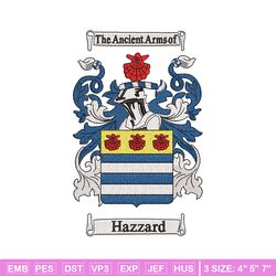 hazard family crest logo embroidery design, logo embroidery, logo design, embroidery file, logo shirt, instant download.