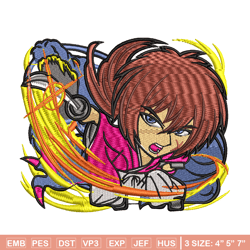 himura kenshin embroidery design, himura kenshin embroidery, logo design, anime design, anime shirt, digital download