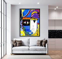 african mask oil paint abstract print - colorful african mask canvas wal art -african mask abstract wall art - framed ca