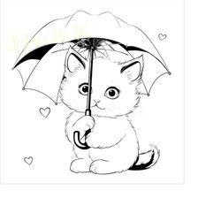 kitten svg, kitten in umbrella svg, cute ragdoll svg, ragdoll cat clipart, cat svg for fleece, shirt, towel, cutfile png