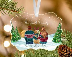 couple with pets ornament, coule with dog ornament, custom family ornament