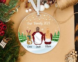 custom family ornament, couple with pet ornament, family with pet ornament